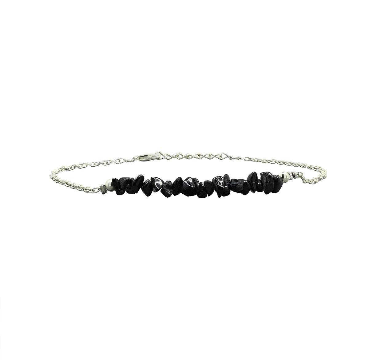 Gempires Natural Gemstone Chip Bar Bracelet for Women, Crystal Healing Bracelet, Multiple Gemstone Options, Adjustable Yellow Gold Plated Chain (7” + 1” Extender), Dainty Stackable Jewelry Gift for Her (Black Tourmaline)