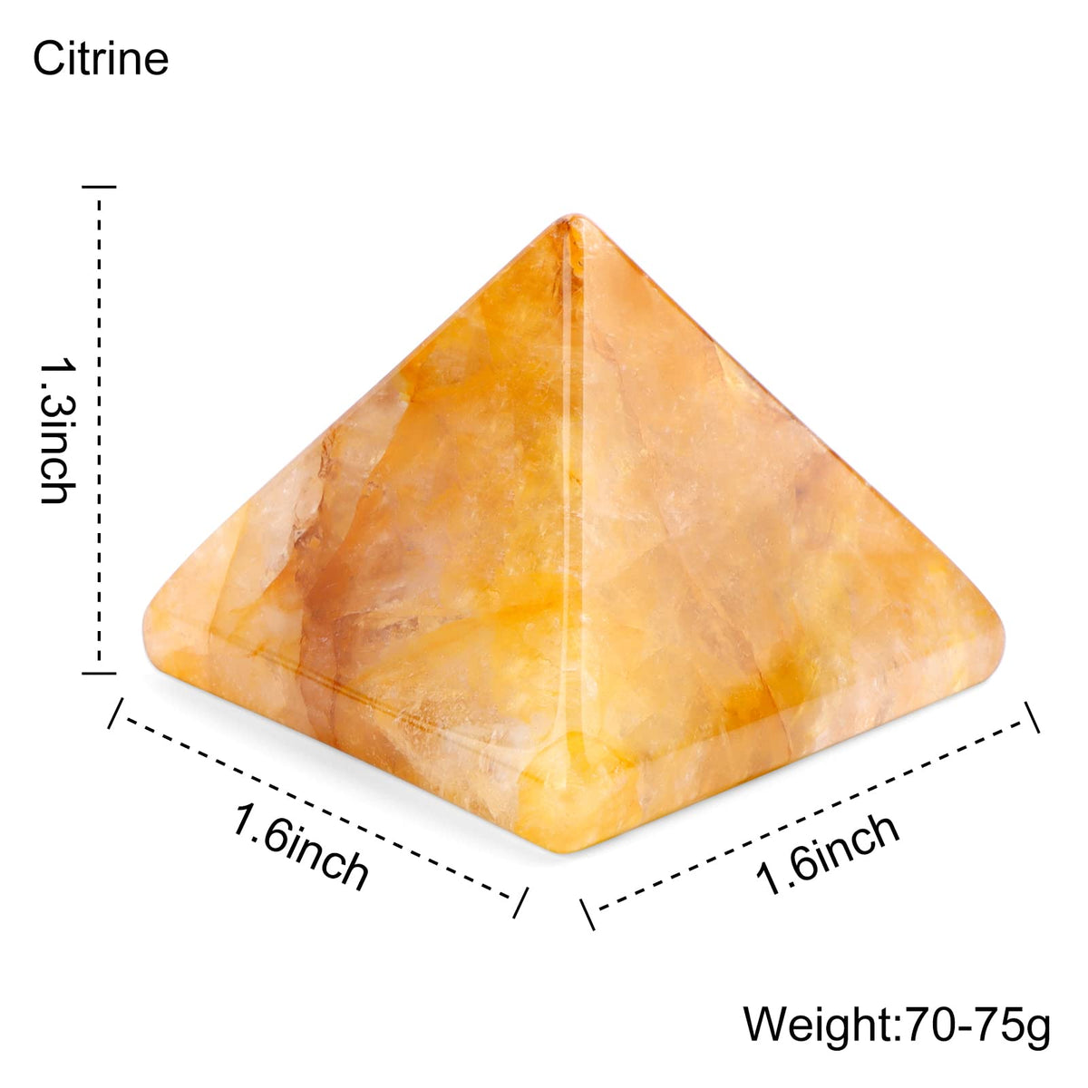 Hxswkk Crystal Pyramid 1.6" Golden Healer Orgone Pyramid for Positive Energy Success Yellow Hematoid Quartz Healing Chakra Stone - Reiki, Chakra, Anti-stress Handmade Spiritual Gift Citrine