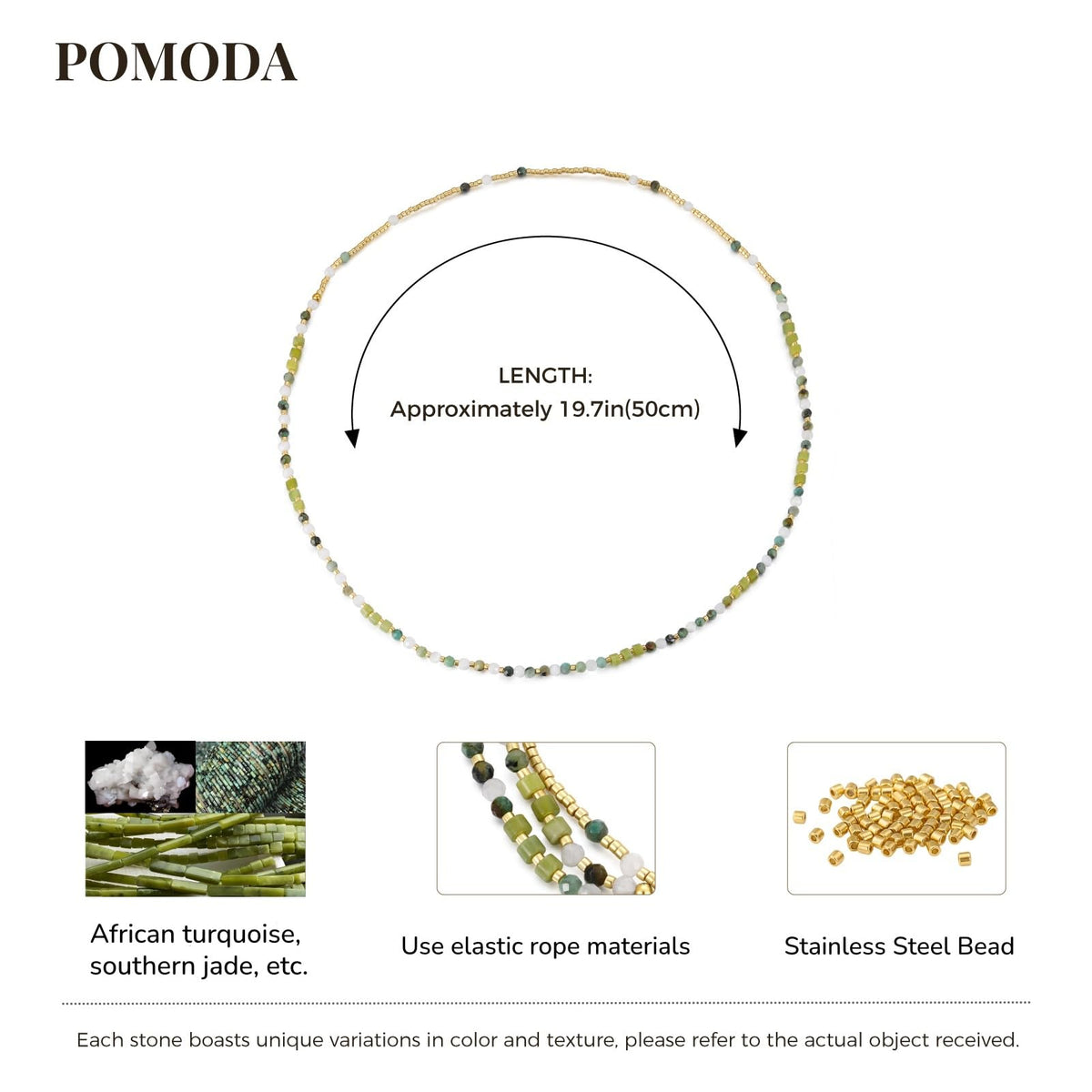 POMODA Beaded Bracelets Stack for Women Small Beaded Stretch Stone Bracelets Stackable Gemstone Crystal Dainty Boho 14K Gold Plated Beads Anklets Necklace Summer Jewelry for Women