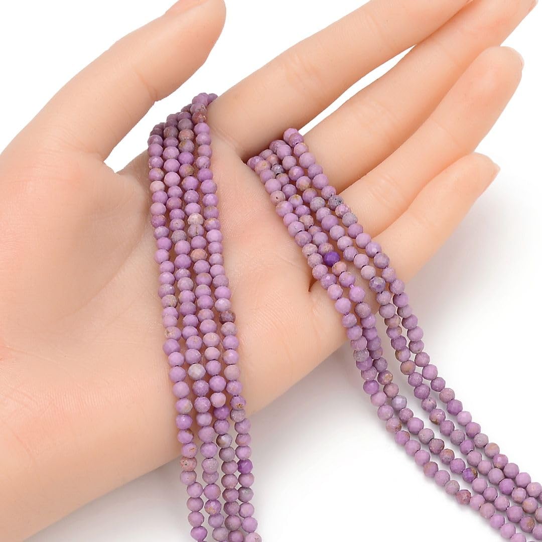 Adabele 15 Inch Natural Purple Phosphosiderite Healing Gemstone 4mm (0.16 Inch) Tiny Small Faceted Round Loose Beads Stone Spacer (100-110pcs) for Craft Jewelry Making GK4-25