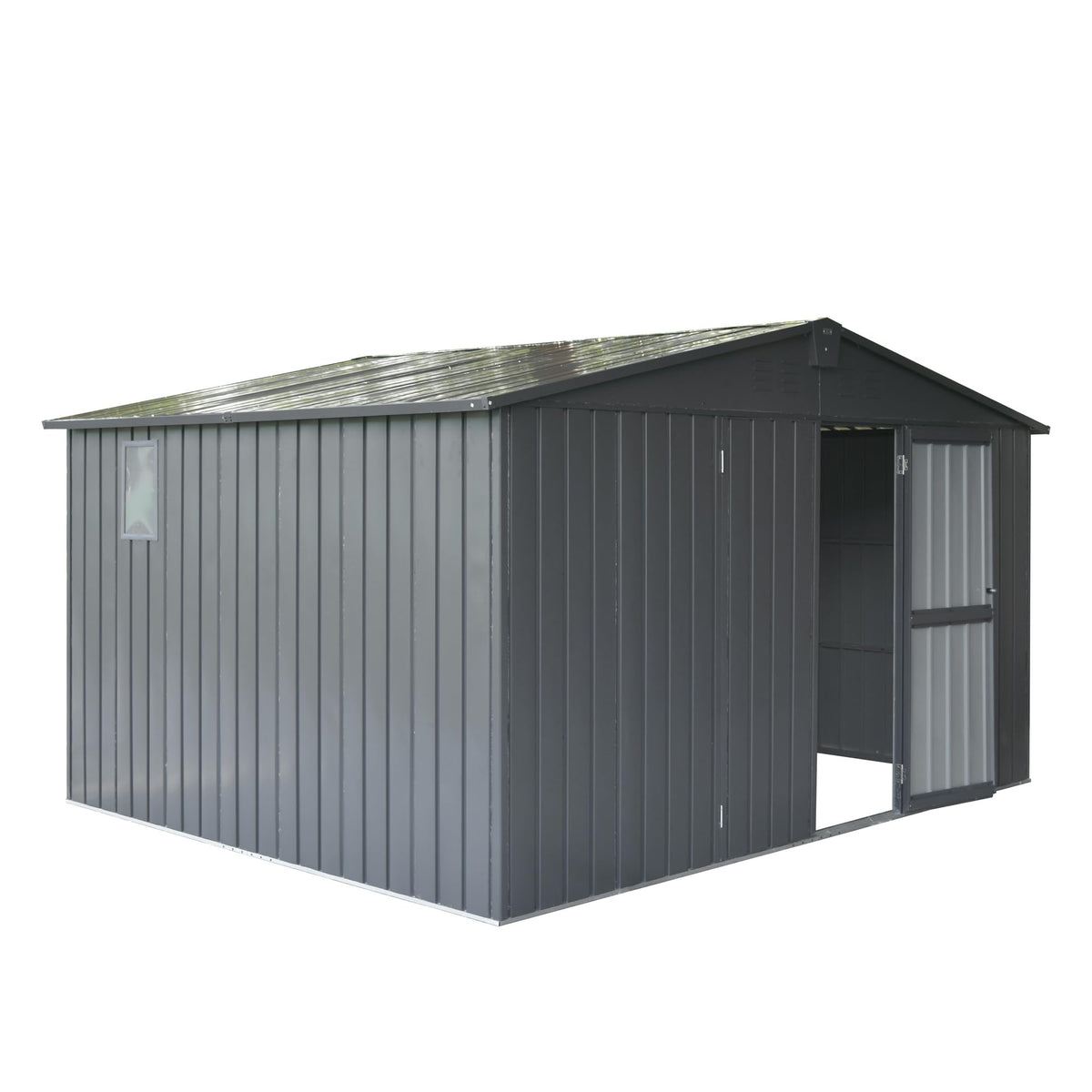 Okak 11 X 9 Ft Metal Outdoor Storage Shed with Lockable Doors Galvanized Metal Garden Shed with Windows Garden Shed Tool Storage Sheds House for Backyard Garden,Patio,Dark Grey