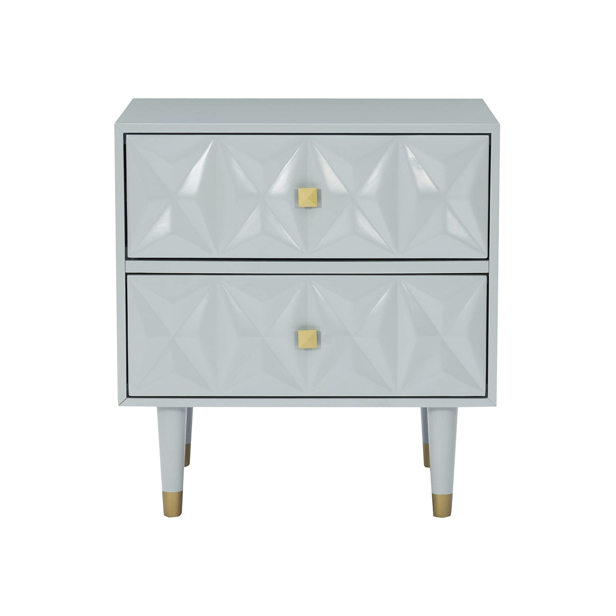 Linon Sheerah Grey Two Drawer Geo Texture Nightstand
