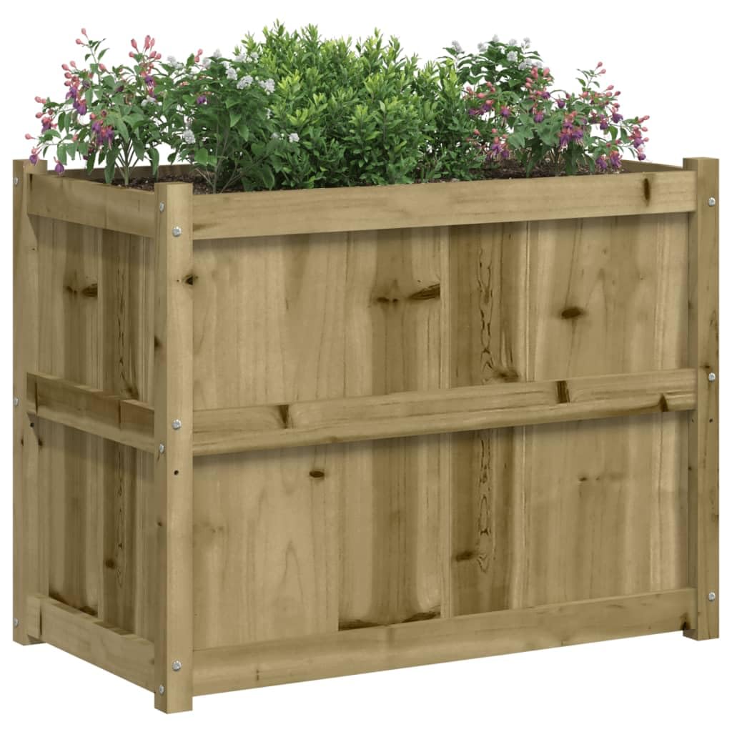 Foknhdi Large Outdoor Garden Planter Box 35 4x35 4x27 6 in Treated Solid Pine Wood Weathered Brown Raised Flower Bed for Patio Balcony Herb Vegetables