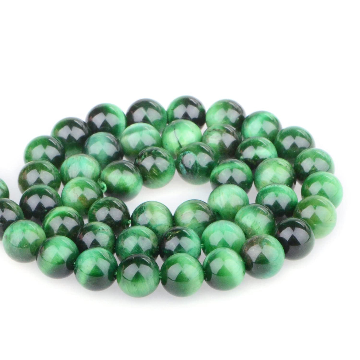 Bymitel 90 pcs Round Loose Stone Beads Gemstone Spacers for Charm DIY Jewelry Making 15.5" per Strand 4mm (Green Tiger's Eye, 4mm)