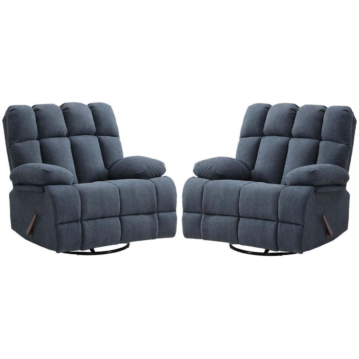 Eiayeebil Oversized Recliner Chair Set of 2, 360° Swivel Rocker Recliner for Big Man, Extra Wide Manual Recliner, Overstuffed Soft Rocking Sofa Chair for Living Room(Grey)