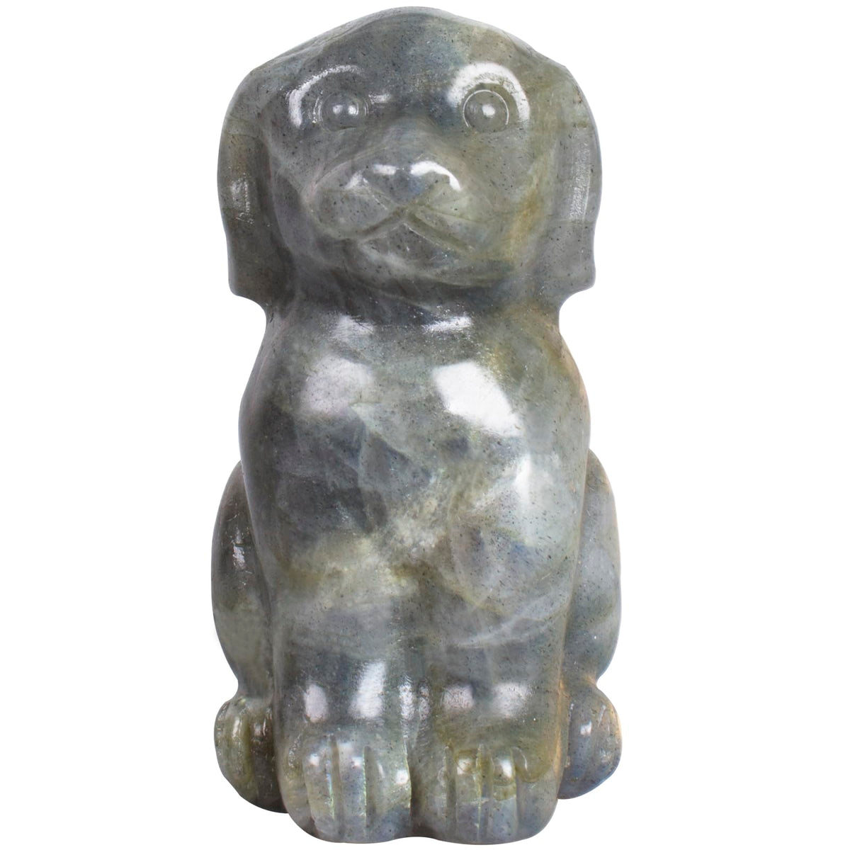 Ytbeoxk Hand-Carved Natural Labradorite Crystal Dog Sculpture for Spiritual Healing Energy Stone,Feng Shui Wealth Protection Figurine, Home,Office Desk Decor,Unique Gift for Pet Lovers,Birthday.