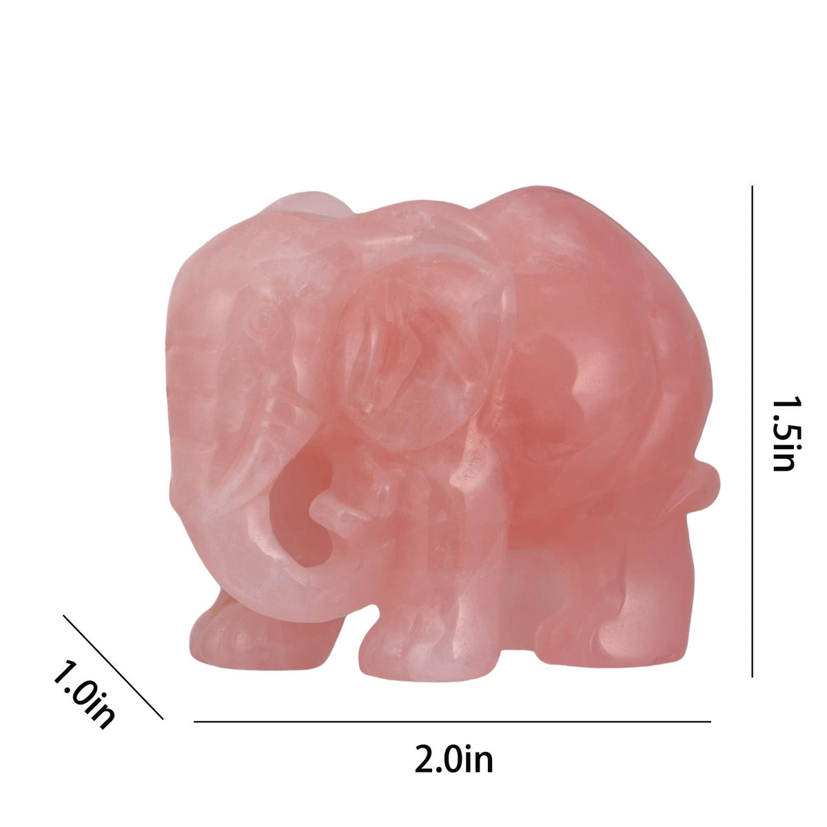 SMQ Rose Quartz Crystal Elephant Statue Decor Carved Good Lucky Pocket Small Figurine Spiritual Animal Carvings Home Office Desk Ornament Elephant Gifts for Women Adults,2"