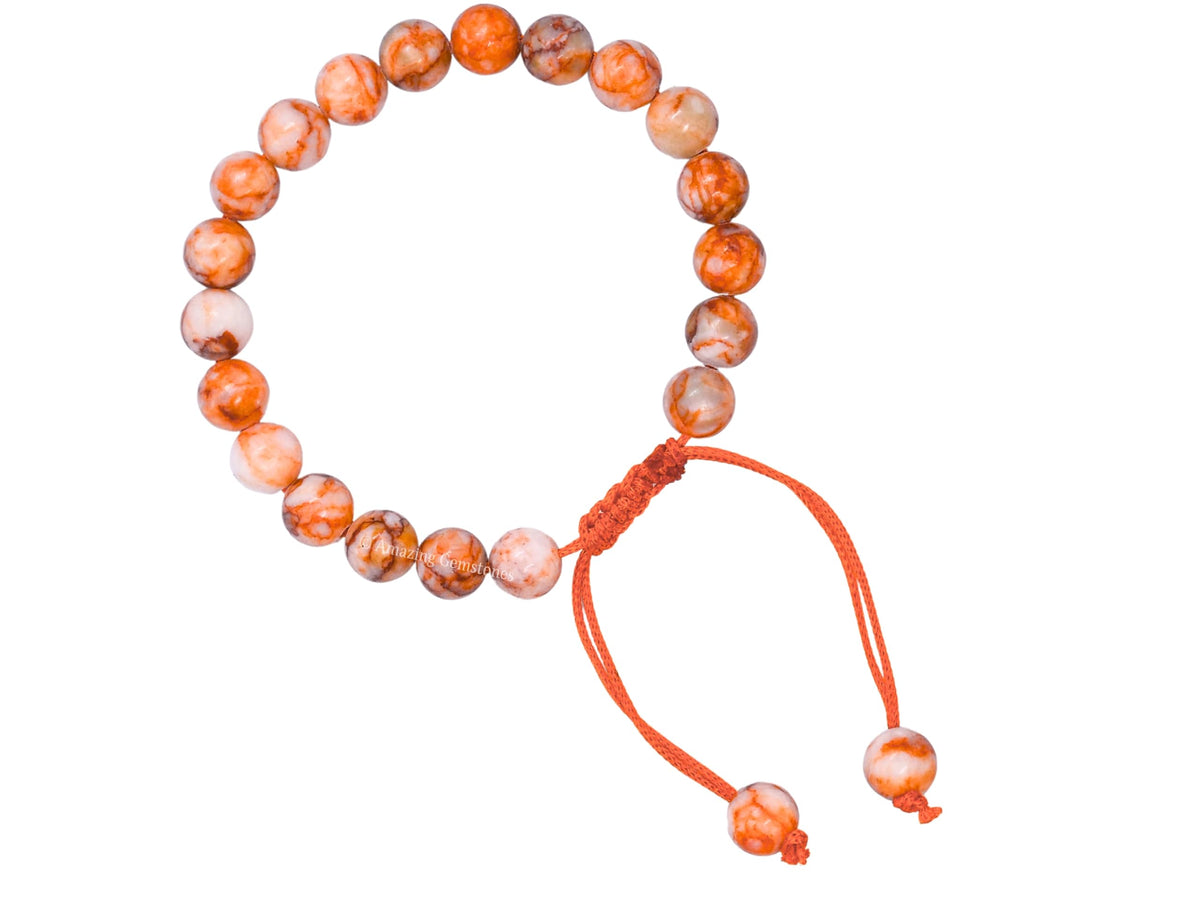 Amazing Gemstone Red Picasso Jasper Bracelet for Women Men's Gifts - Protection Healing Crystal Bracelet - 8mm Gemstone Beaded Adjustable Bracelet Pulseras Para Hombres Mujer Stocking Stuffers