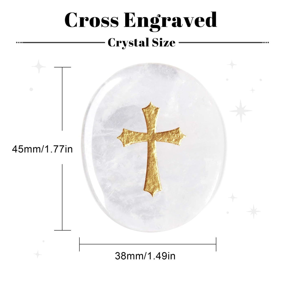 LAIDANLA Clear Quartz Cross Engraved Healing Crystal Worry Stones for Pray Faith Anxiety Relief Oval Palm Stone Polished Natural Crystal Gifts