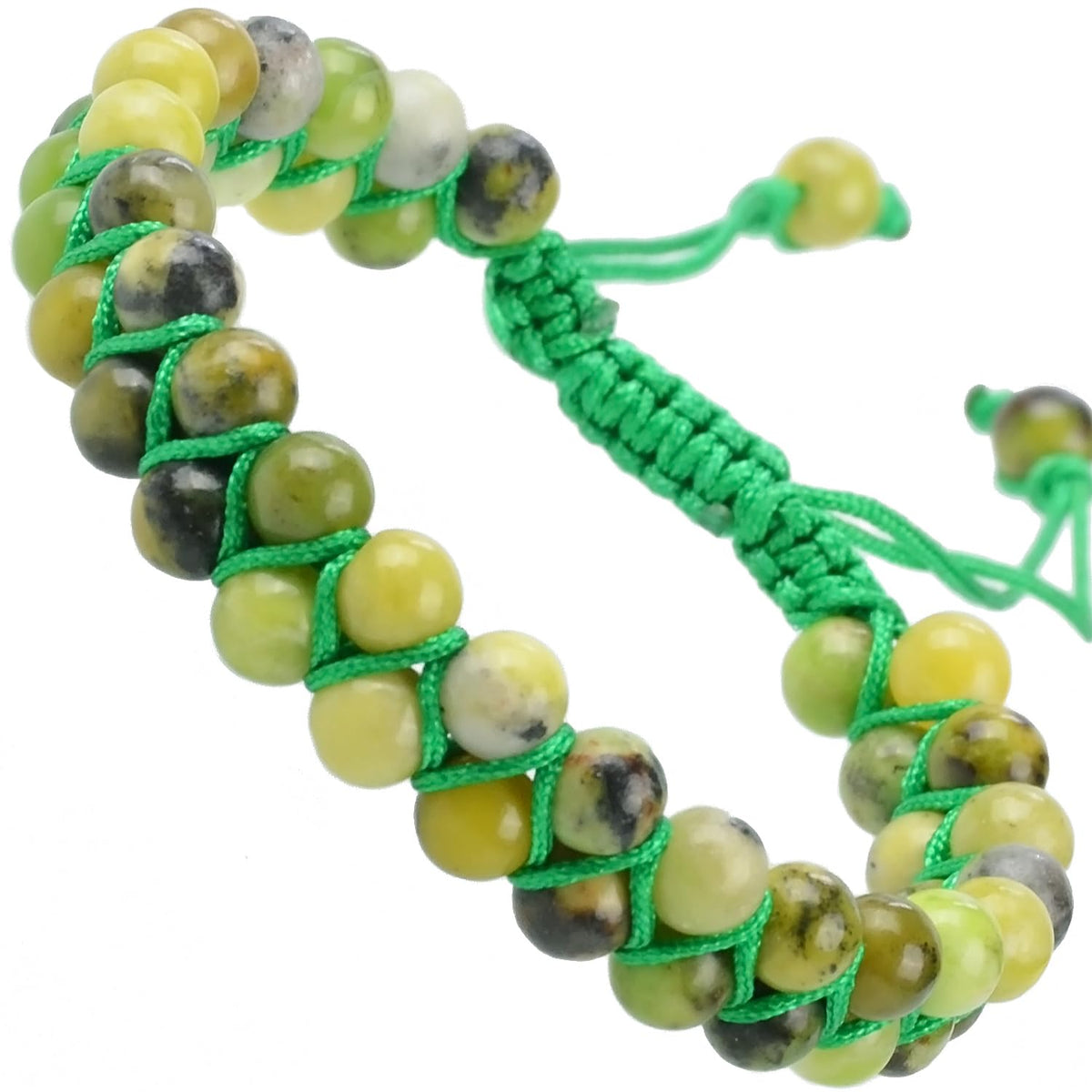 MASSIVE BEADS Natural Chakra Healing Power Crystals Macrame Bracelet Yoga Double Layer Stone Beads Gemstone Meditation Relax Anxiety Bangle for Unisex Women Men (Lemon Jade, 6mm)