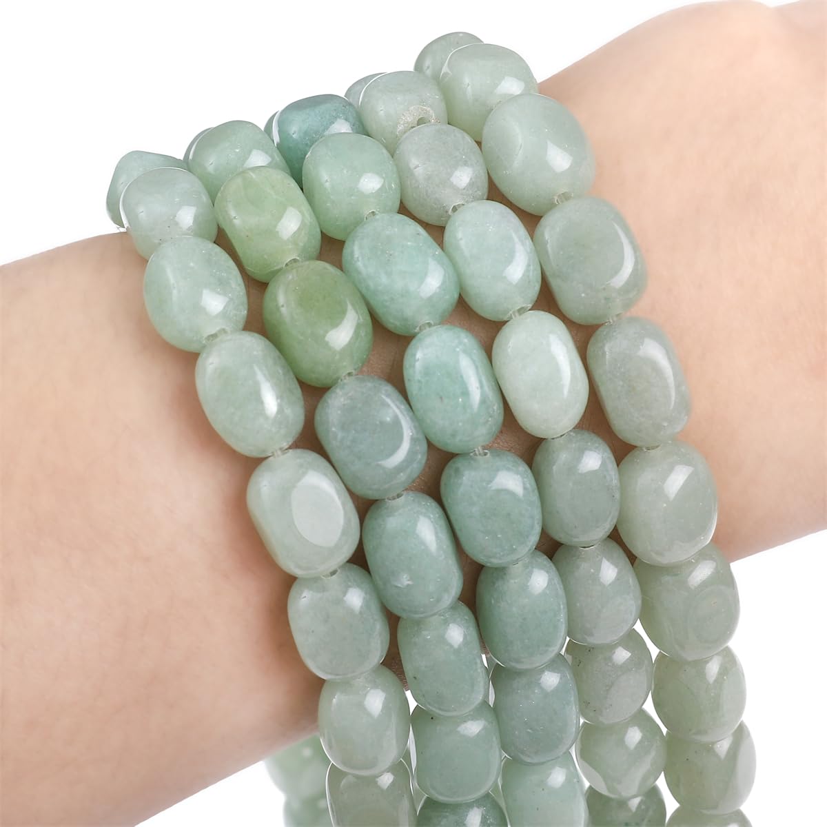 BEADIA Natural Light Green Aventurine Cuboid Stone Loose Semi Gemstone Beads for Jewelry Making 8mmx12mm 38cm/Strand