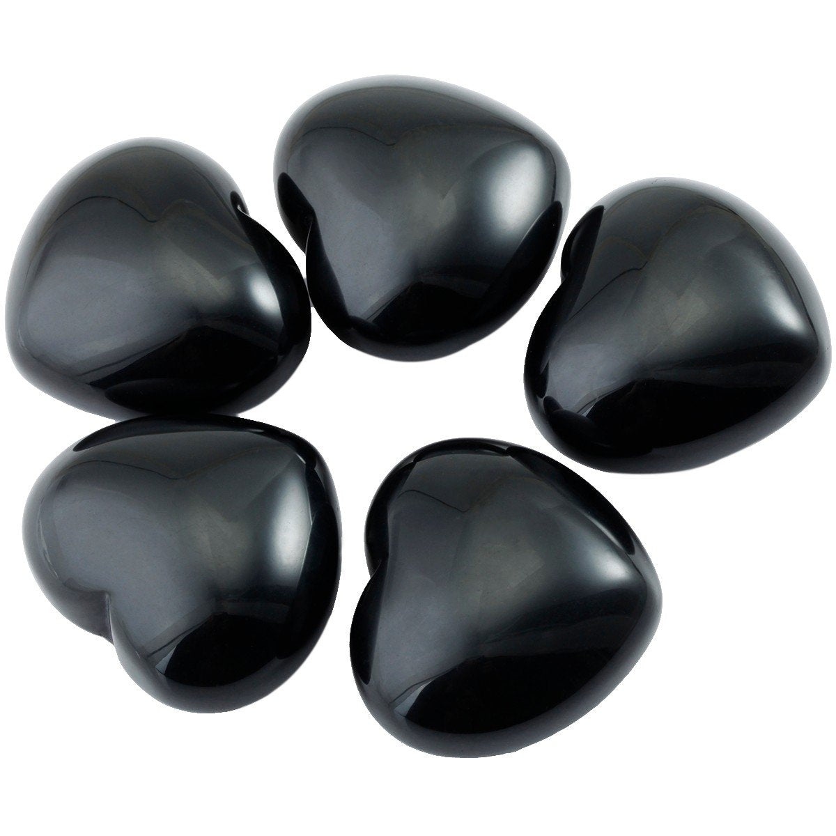 rockcloud Healing Crystal Black Obsidian Heart Love Carved Palm Worry Stone Chakra Reiki Balancing(Pack of 2)
