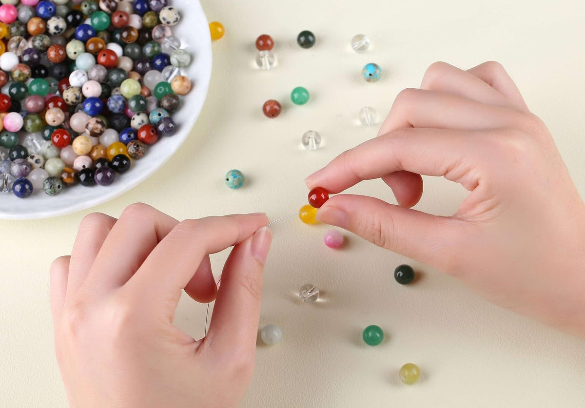 LAIDANLA Multicolor 100PCS 8mm Natural Stone Beads Round Loose Gemstone Stone Beads for DIY Bracelet Necklace Earrings Jewelry Making Polishing Genuine Real Crystal
