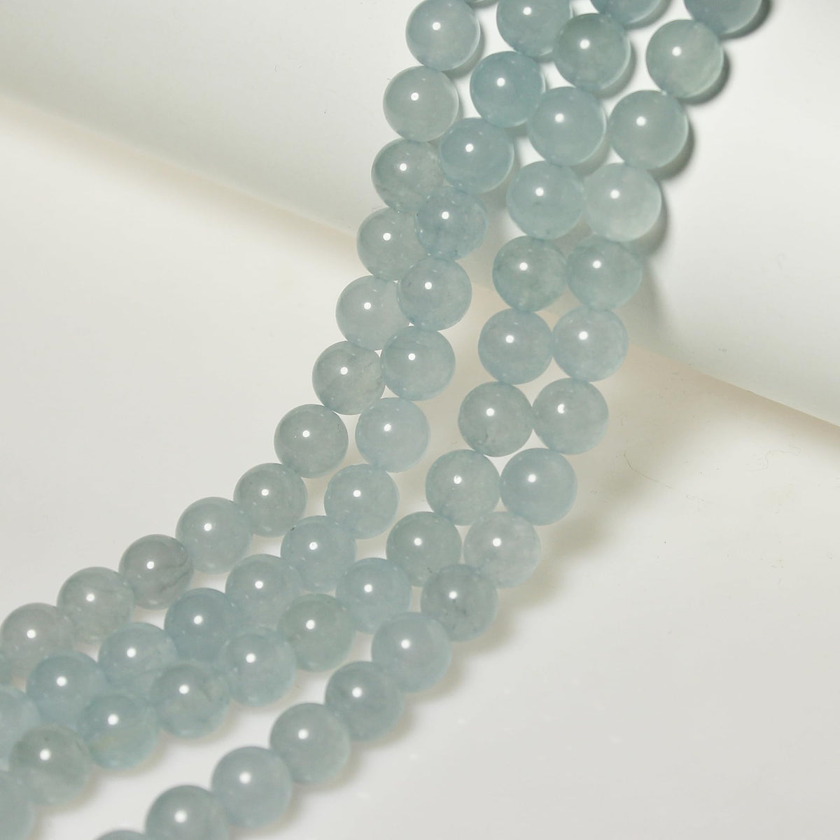 MJDCB Stone Beads 8mm 43pcs Round Grey Blue Jade Loose Gemstone Bead Charms for Jewelry Making Bracelet Necklace Earring Pendant