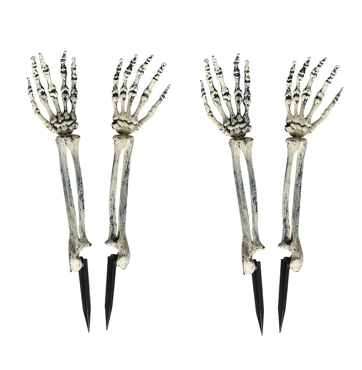 JIEFULL Halloween Skeleton Hands Stakes for Yard, Plastic Realistic Zombie Ghost Scary Arm Stake for Outdoor Lawn Props Party Decorations(2 Pairs)