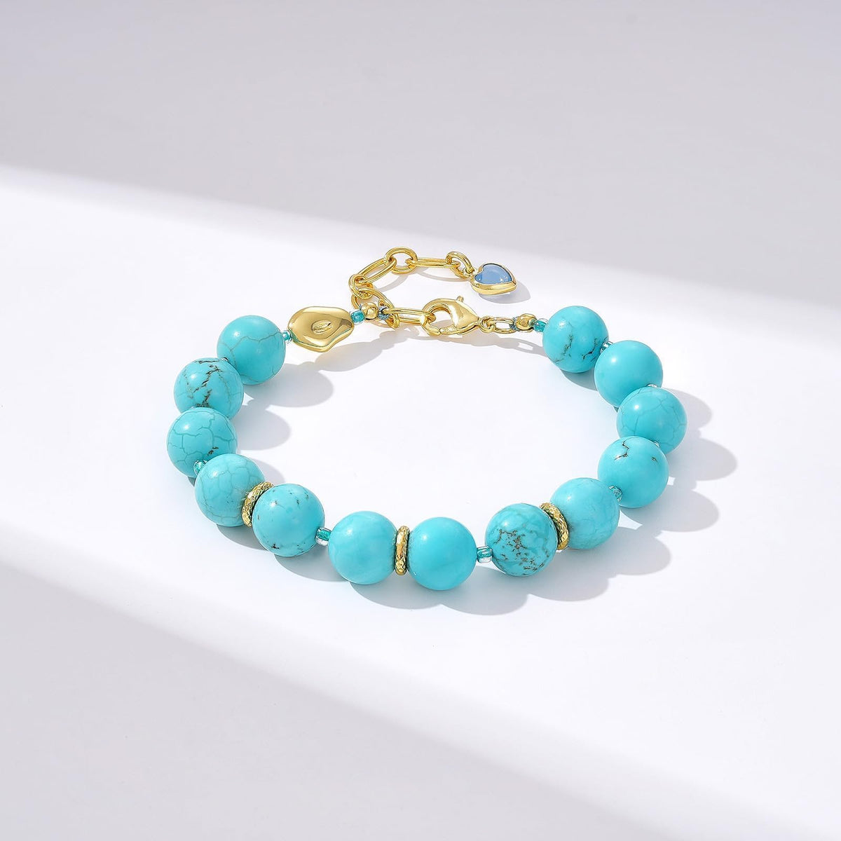 KissYan Beaded Bracelets for Women, Colorful Natural Stone Boho Bead Bracelet for Beach, Handmade Gemstone Summer Jewelry Gifts (Turquoise)