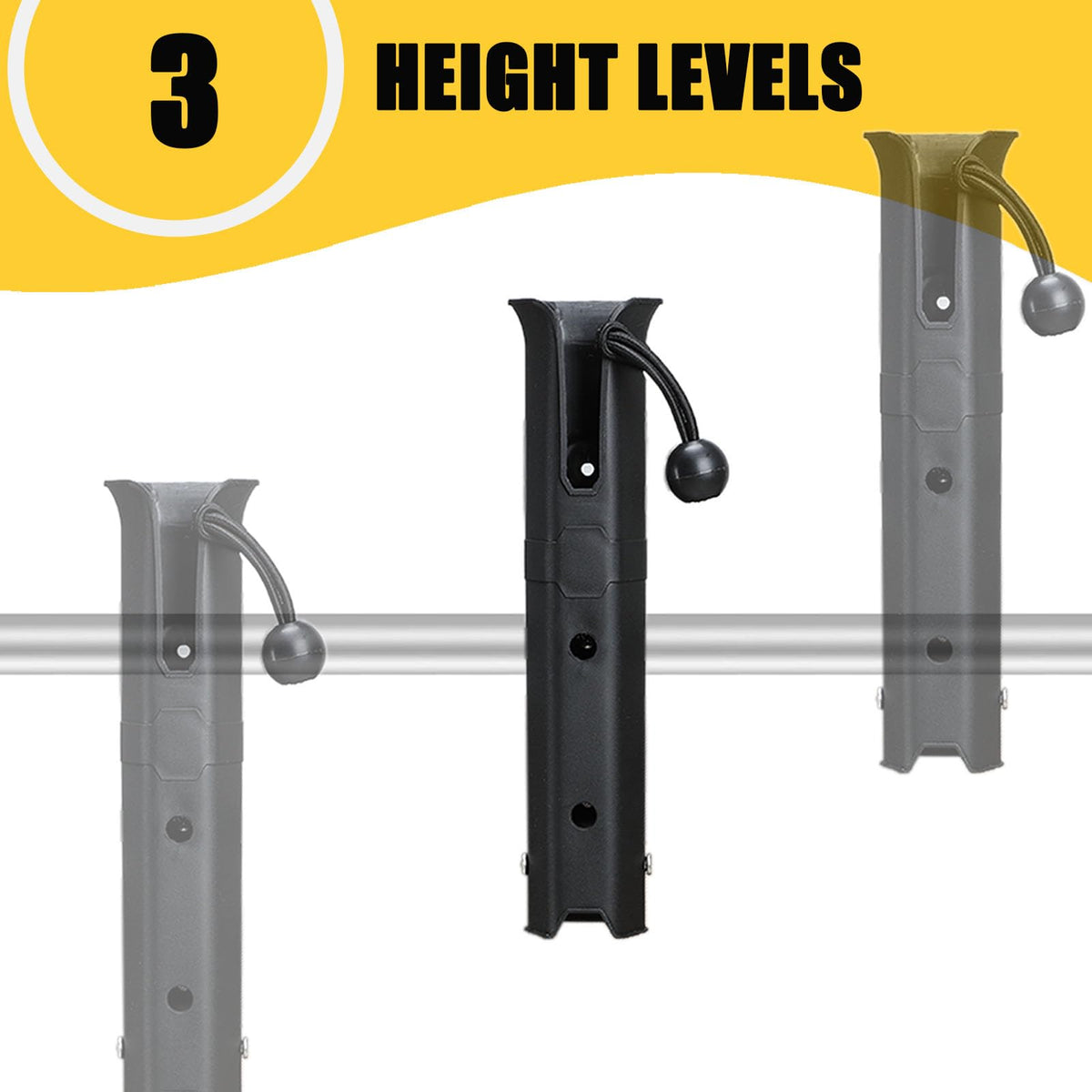 VEXPLO Adjustable Pole Mount Bike Fishing Rod Holder for Bicycle, Boat, Chairs, Cart, Scooter, Motorcycle, ATV & Beach Car, Fishing Pole Holder for Bike Rack with Mount Clamp (1.6" Inner Diameter)