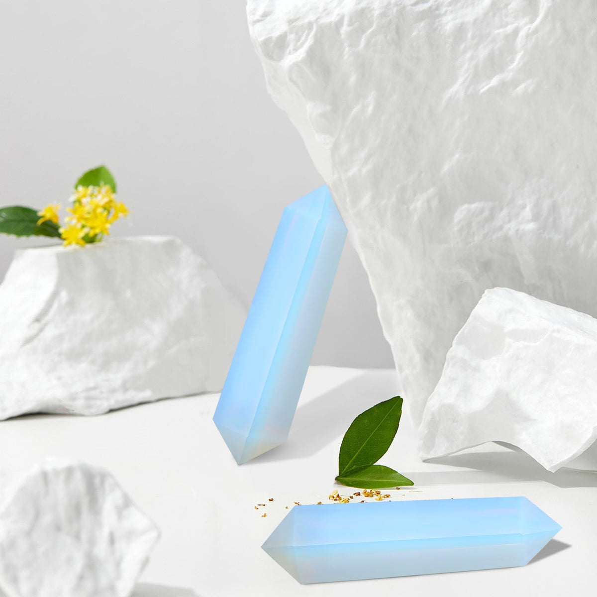 YATOJUZI 3.5" Opal Healing Crystals Wand Moonstone Crystals and Healing Stones Large Hexagonal Moonstone Crystal Points for Meditation Divination Reiki Energy Balancing 1PCS