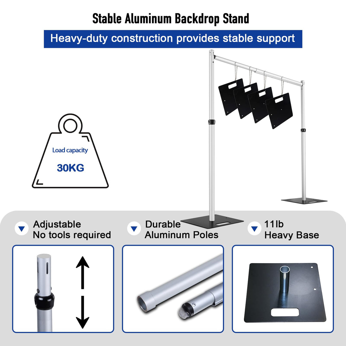Hecis Heavy Duty Backdrop Stand, 10x20Ft Double Crossbar Pipe and Drape Stand Kit, Adjustable Banner Stand, Back Drop Stand for Party Event, Trade Shows & Wedding Decor