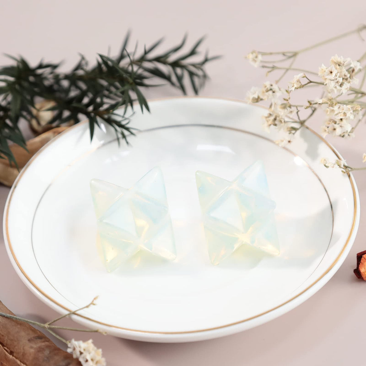Loveliome Synthetic Opalite Merkaba Crystal Protection Sacred Meditation Energy Generator Healing Chakra Six-Pointed Star 1 Inch