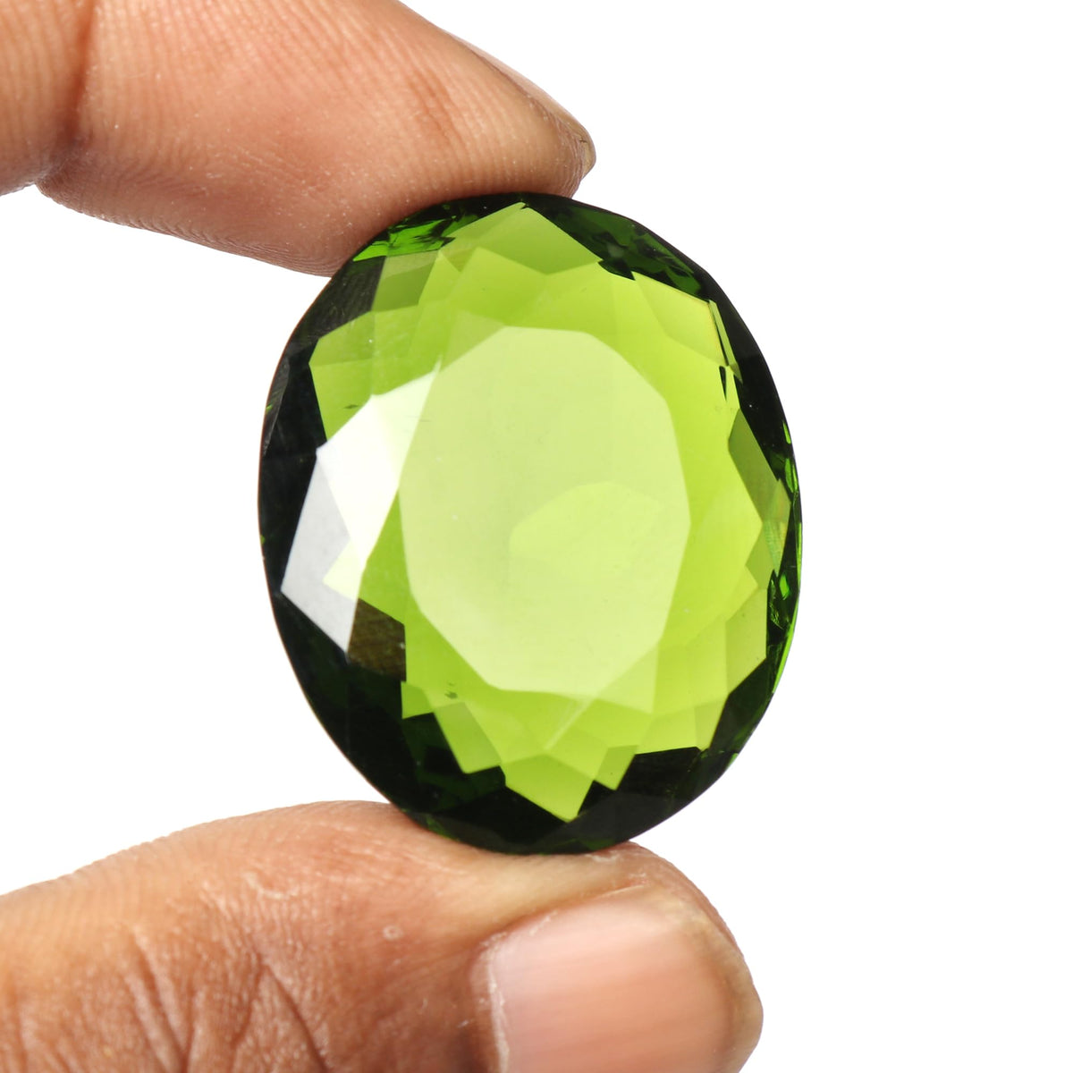 REAL-GEMS Natural Brazilian Green Amethyst Loose Gemstone Brilliant Oval Cut 58.15 Ct Translucent Crystal for Jewelry Making