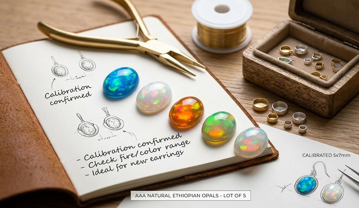 Myhealingworld Natural Ethiopian Opal 5x7mm oval cabochon AAA quality loose calibrated gemstones for jewelry making oval 5x7mm - 5 stones