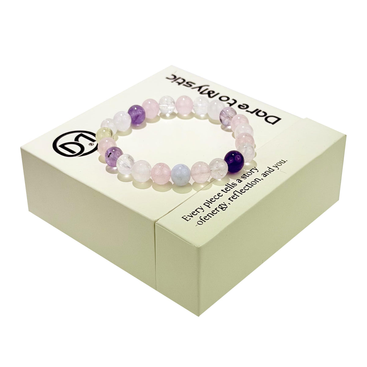 WUXIN Five Elements Healing Crystal Bracelet for Women - Natural Amethyst, Rose Quartz, Citrine & Aquamarine Gemstone Bracelet for Balance, Chakra Healing & Anxiety Relief, Spiritual Gift with Jewelry Box