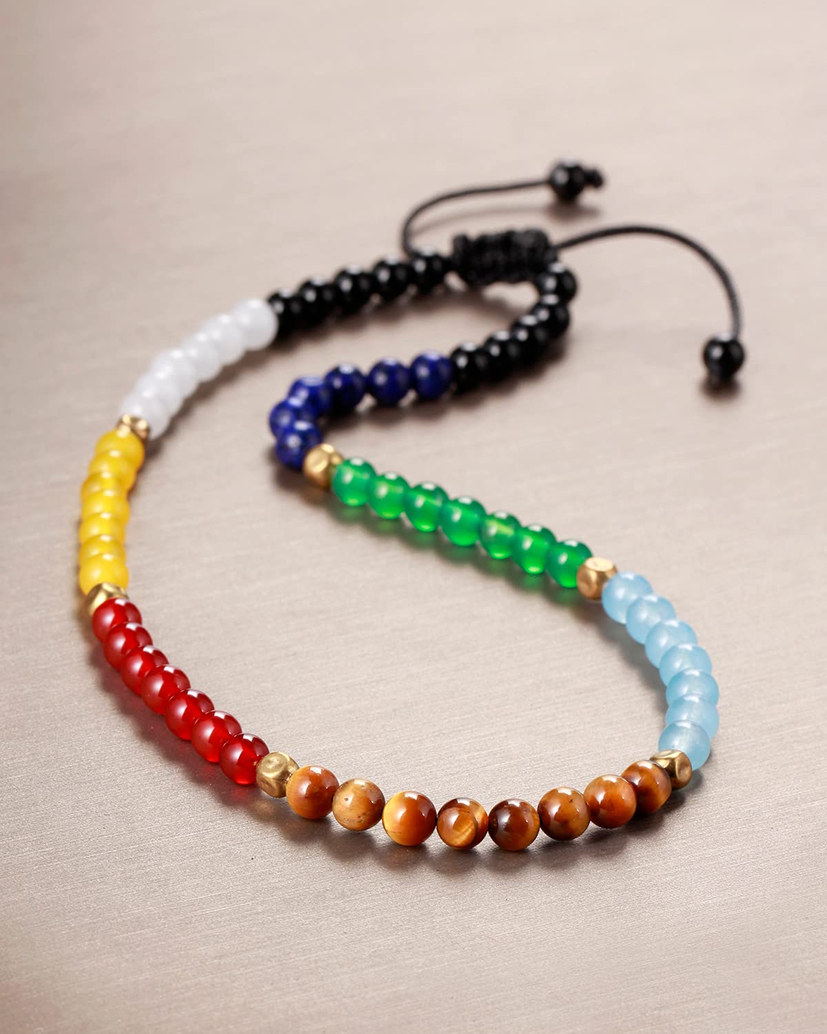 Jewever 7 Chakra Anklet Bracelet For Women Beach Foot Energy Healing Gemstone and Crystals Yoga Worry Stone Balancing Meditation