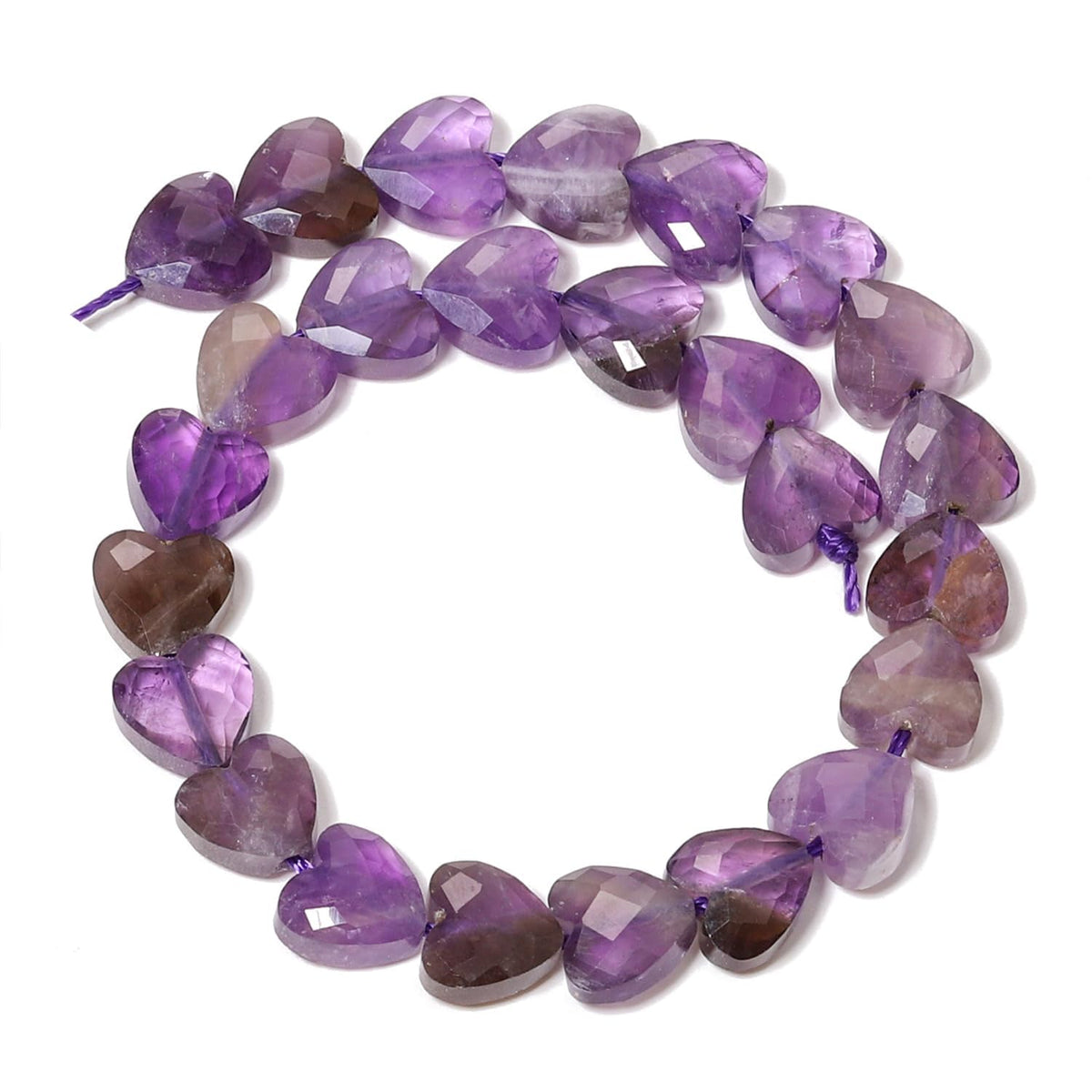 Nitopupu 22pcs Faceted Heart Stone Beads Natural Amethyst Bead 8mm Crystals and Healing Stones for Jewelry Making Supplies,Friendship Bracelet Kit,Love Gifts