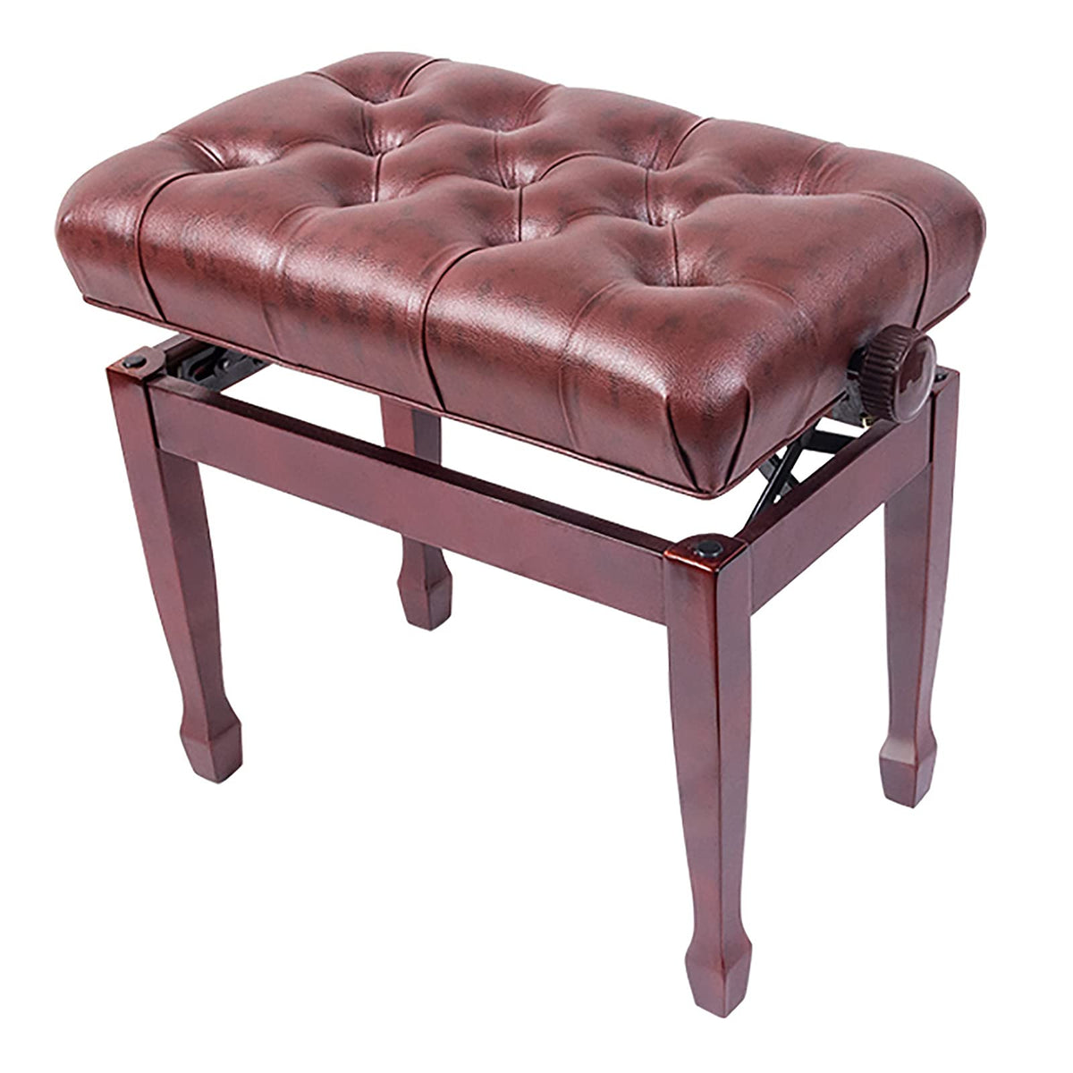 EliteBloom Leather Piano Bench Deluxe Piano Bench Adjustable Keyboard Stool with Waterproof Cushion Wooden Faux Leather Piano Stool with Load Capacity Up to 180 Kg,Brown,Redwood Color