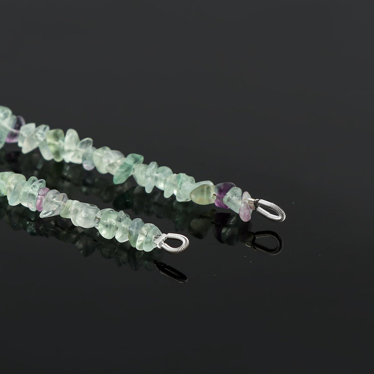CRYSTALIS 2pcs Natural Fluorite Gemstone Connector with Loops, Uncut Chips Nuggets Beads, Healing Crystals, Jewelry Making Supply, Keychains, Hanging Accessories, DIY Ideas, Strands, Crafts, 4" inch
