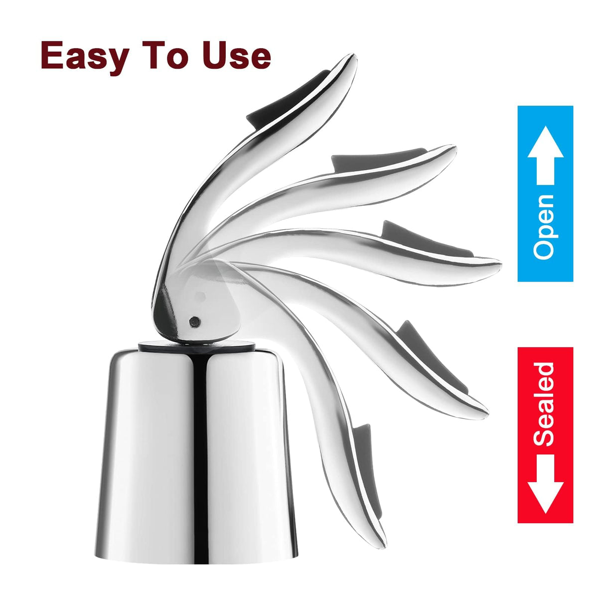 BETTFOR Wine Stoppers for Wine Bottles with Stainless Steel Vacuum Wine Bottle Stopper with Silicone Reusable Wine Corks, Leak proof Keep Fresh Suitable for Red&White Bottle (Silver, 3 Pack)