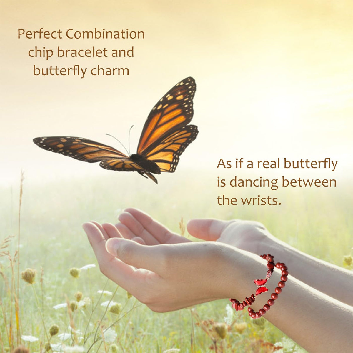 DUQGUHO 2Pcs Butterfly Bracelets for Women Turquoise Bracelet for Women Healing Crystal Bracelet Natural Red Turquoise Jewelry 8mm Beaded Bracelet Gifts for Women