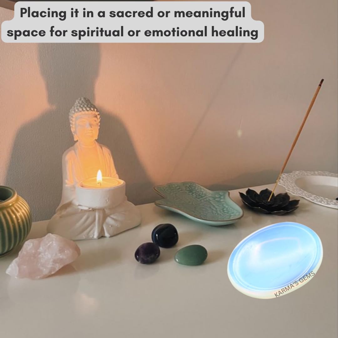 Opalite - Rubbing Natural Thumb Worry Stone - Hold in Your Hand for Relaxation or Anxiety Relief - Enhance Meditation, Aid in Healing the Mind, Body and Spirit
