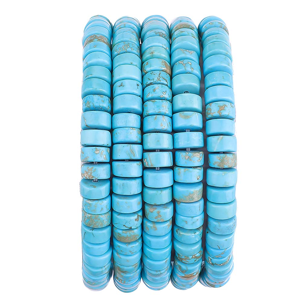 BEADIA Natural Blue Turquoise Spacer Beads Caps Loose Semi Gemstone for Beading Jewelry Making 6mmx3mm 38cm