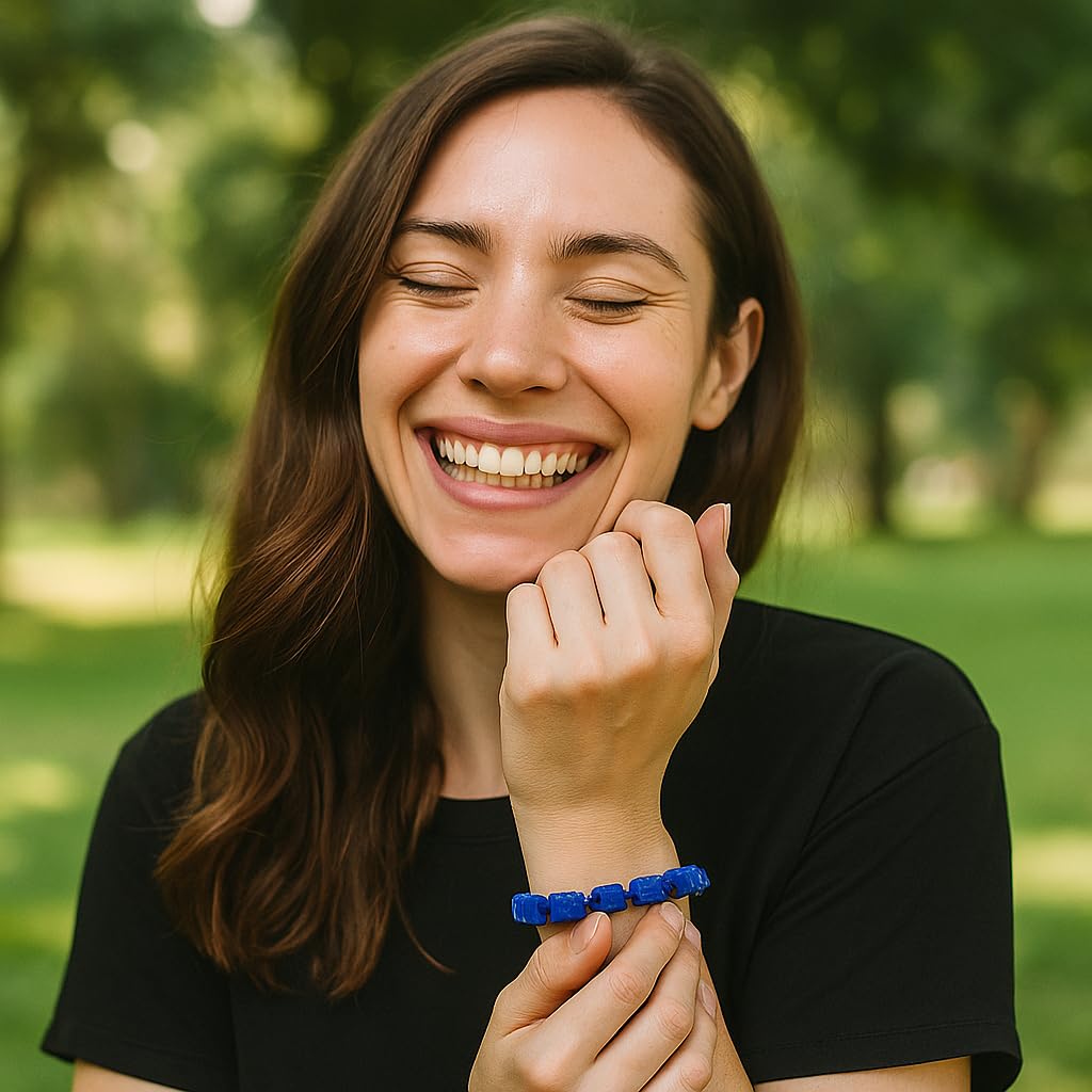 Lapis Lazuli Healing Bracelet – Real Crystal Beads for Stress Relief, Meditation & Chakra Balance – Natural Gemstone Jewelry Gift for Women & Men, Adjustable with Gift Box (Cube Round （no gift box）)