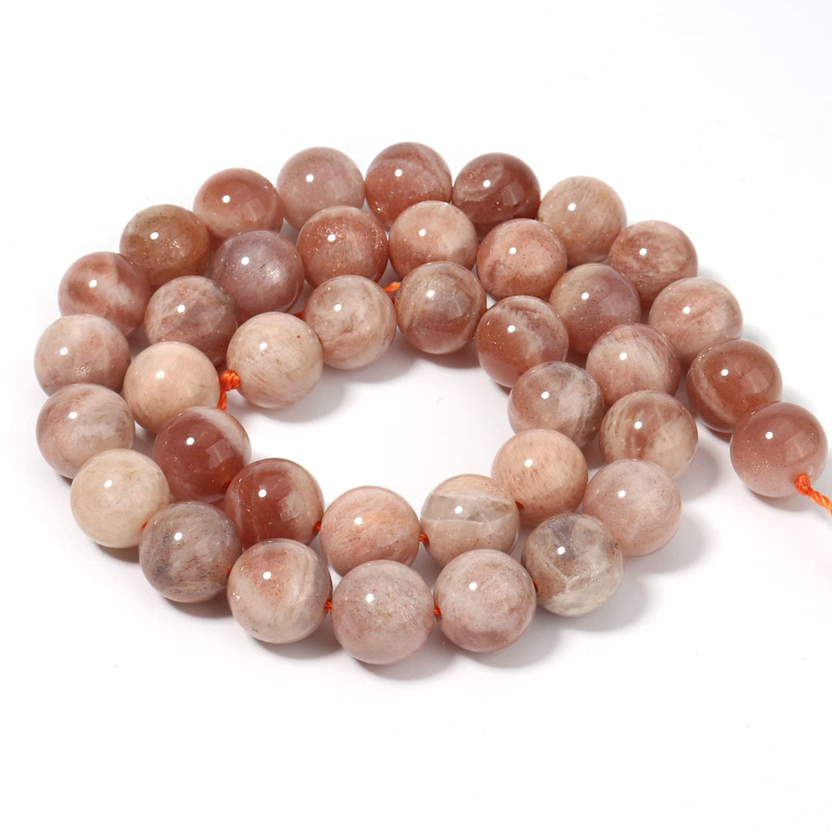 60pcs 6mm Natural Sunstone Beads Gemstone Beads Energy Healing Crystal Round Loose Stone Beads for Jewelry Making, DIY Bracelets Necklaces