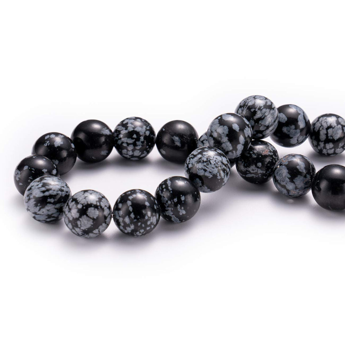 BEADIA Natural Snowflake Obsidian Stone Round Loose Semi Gemstone Beads for Jewelry Making 6MM 61PCS