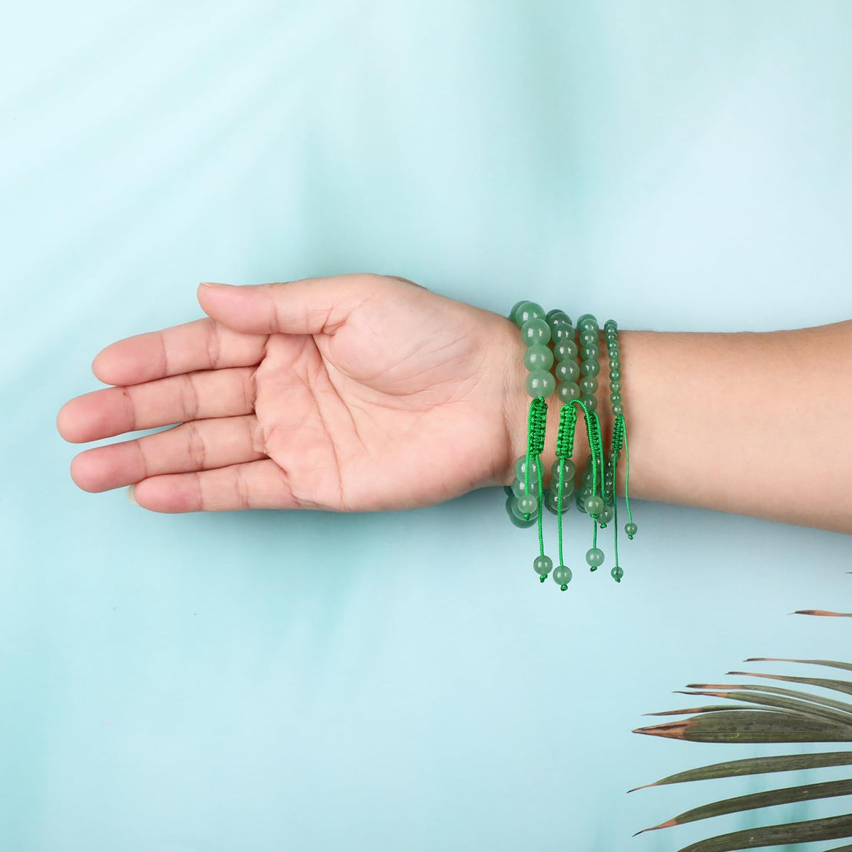 AD Beads 6mm Green Aventurine Bracelet - Stone of Create Opportunity - Handmade Natural Stone Crystal Bracelet with Adjustable Macrame String - Yoga Healing Power Energy Gifts for Men and Women