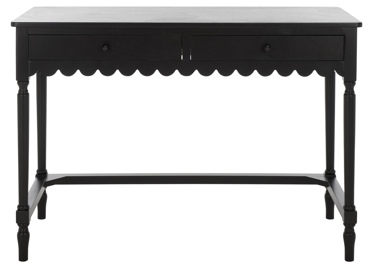 SAFAVIEH Furniture - Haven 2-Drawer Writing Desk - Matte Black - Solid Wood - Classic Storage Design - Ideal for Home Office, Den, Living Room, 42.1" W x 18.9" D x 29.5" H (DSK5715B)