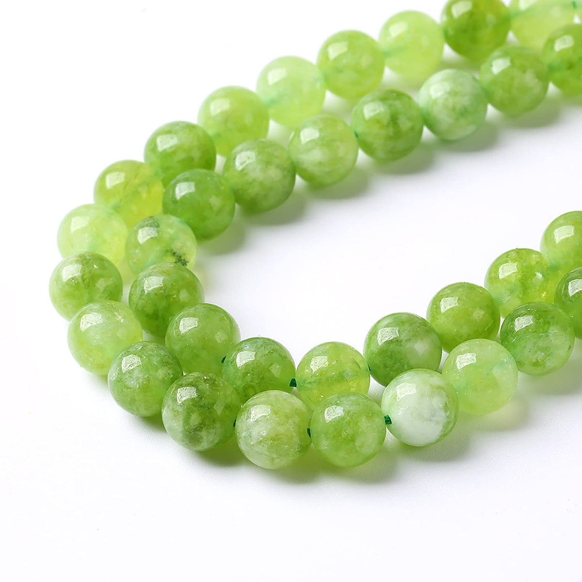 45pcs 8mm Natural Peridot Green Lace Jades Beads Round Loose Spacer Beads for Jewelry Making DIY Bracelets Crystal Energy Healing Power Stone 15 Inch (8mm, Green Peridot Jade)