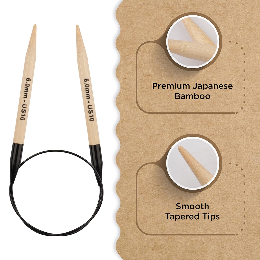 Knitter’s Pride Bamboo Luxe Fixed Circular Needles 24"" (60cm) – US Size 10 (6mm)