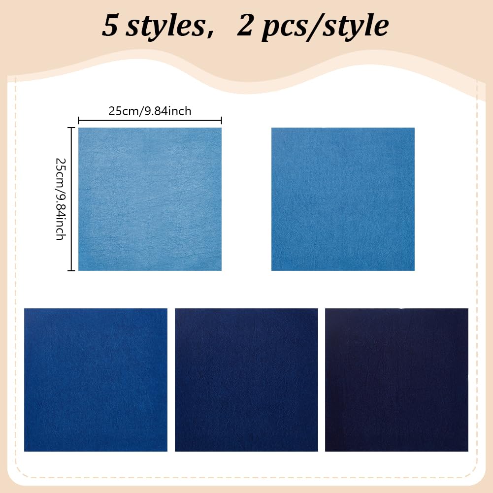 FREEBLOSS 10Pcs Sashiko Fabric Sashiko Mending Kit Patchwork Cotton Quilt Fabric Pre-Cut for Sewing Quilting Supplies Fabrics Squares 9.84 * 9.84''