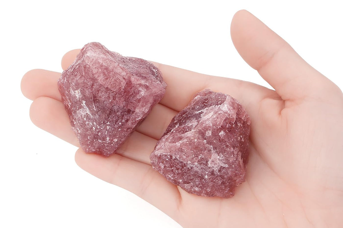 NUKAYAI 2Pcs Strawberry Quartz 1.8-2.2" Large Raw Crystals Rocks Rough Stones Healing Crystal for Polishing Decoration DIY Wrapping Cabbing Wicca Reiki Wire Tumbling Natual Strawberry Crystal Gifts