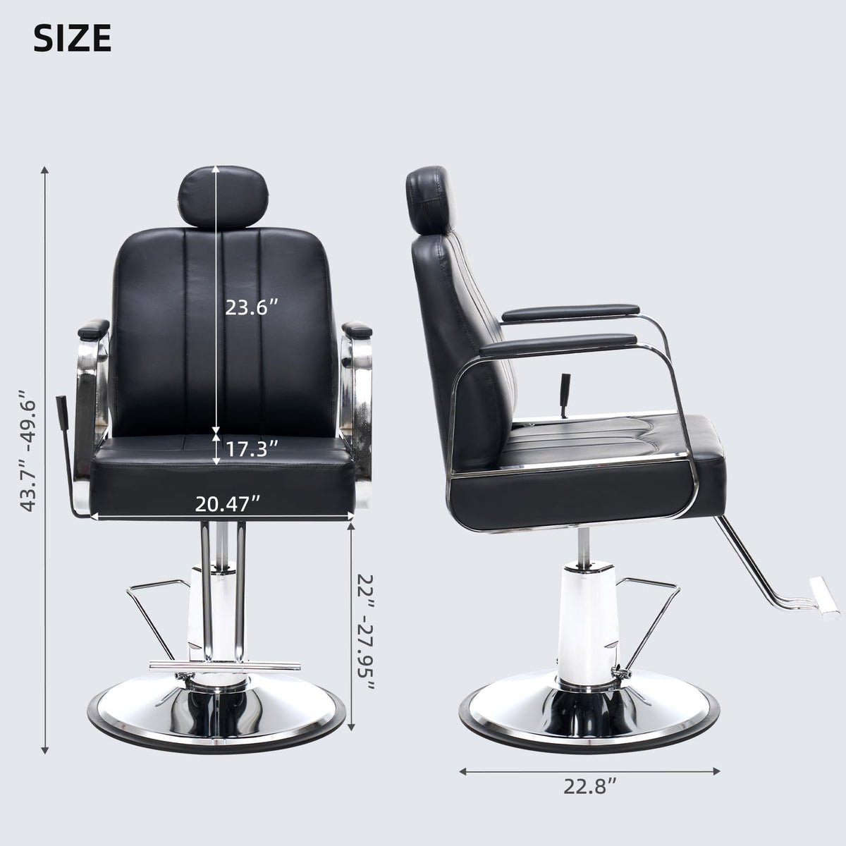 Zevemomo Barber Salon Chair for Hair Stylist, Reclining Backrest Adjustable Headrest & Seat Height, Heavy Duty Hydraulic Pump with 360° Swivel for Barbershop, Home 400LBS Capacity, Black