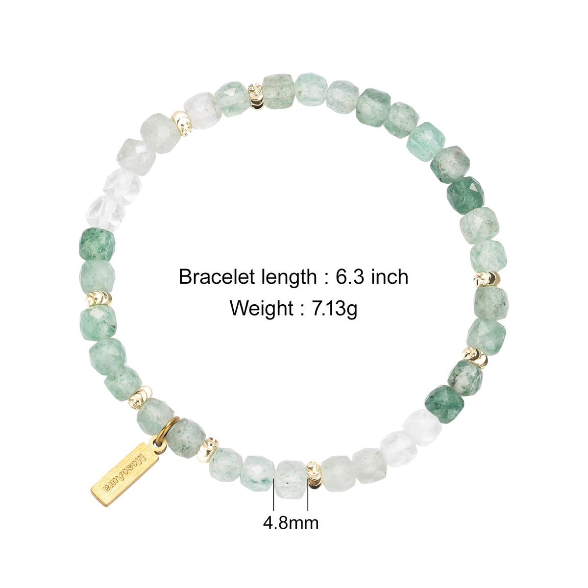 MesoAura Green Strawberry Quartz Crystal Bracelet for Women & Men – Handmade Gemstone Beaded Bracelet, Heart Chakra Stone for Love, Compassion & Creativity – Adjustable Crystal Jewelry Gift (Heart Garden Green Strawberry Quartz Bracelet)