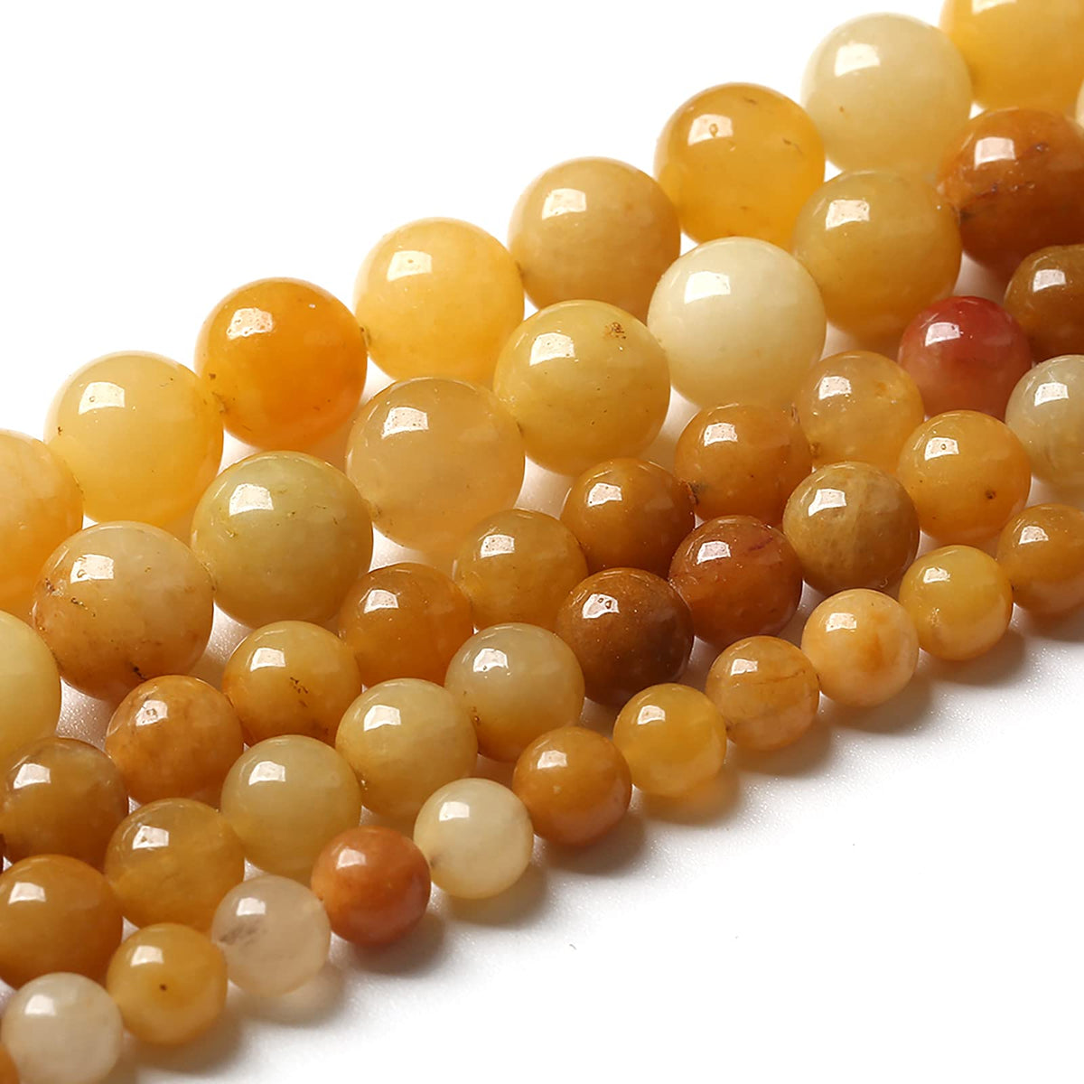 8mm 45pcs Natural Yellow Aventurine Jade Beads Round Loose Beads Energy Crystal Healing Power Gemstone for Jewelry Making DIY Bracelet 15 Inch