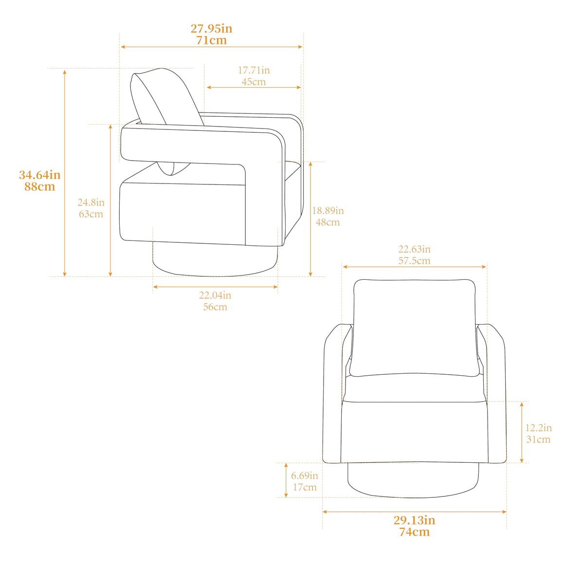 GDFStudio 29.13" Swivel Accent Chair, Modern Boucle Upholstered Armchair with Open Back, 360° Rotating Lounge Club Chair with Removable Cushion for Living Room Bedroom Hotel Office Seating, Charcoal