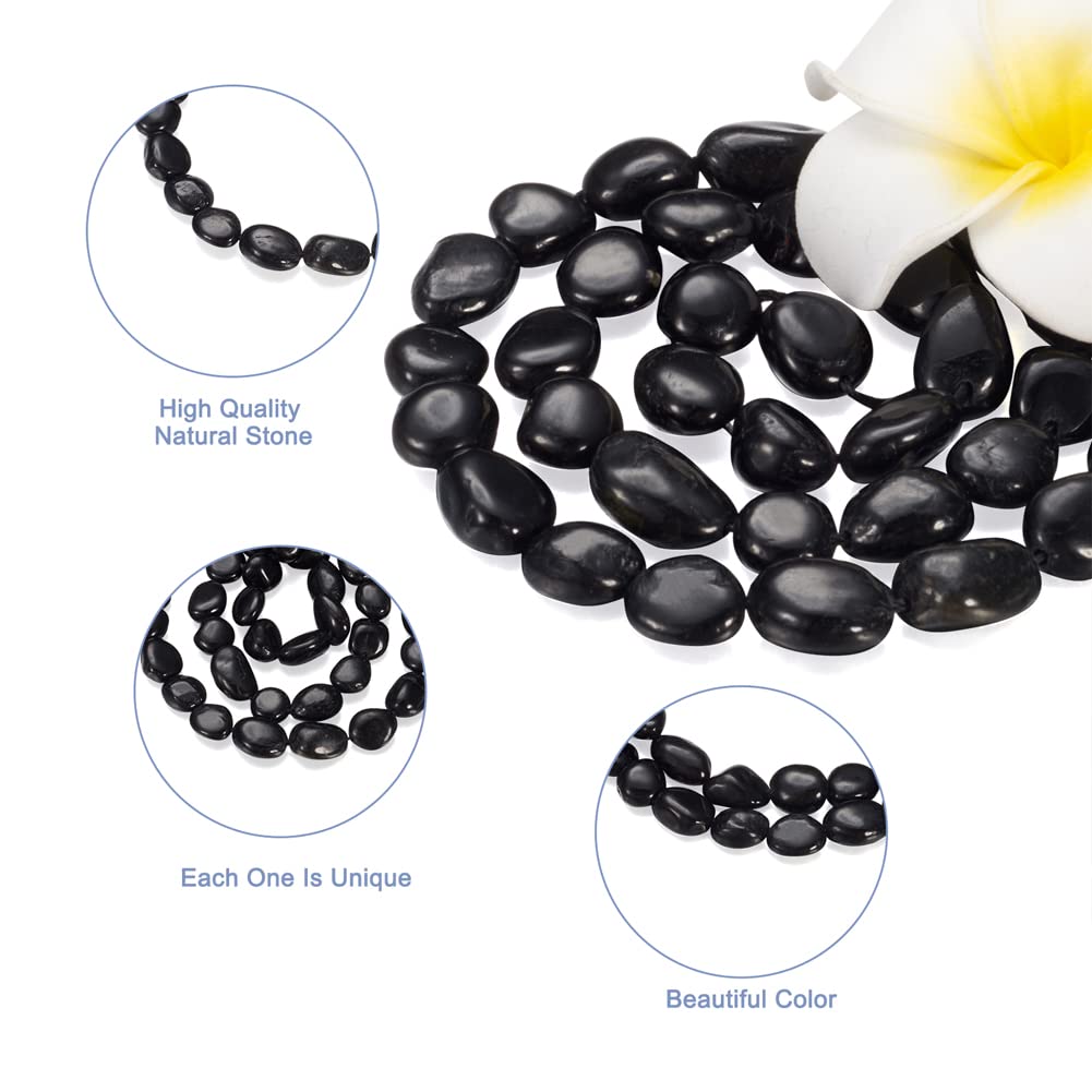 Fashewelry 43Pcs Irregular Natural Black Tourmaline Stone Beads Nugget Tumbled Chakra Healing Gemstone Beads Crystal Healing Loose Beads 8-10x7-8mm for Earring Bracelet Necklace Jewelry