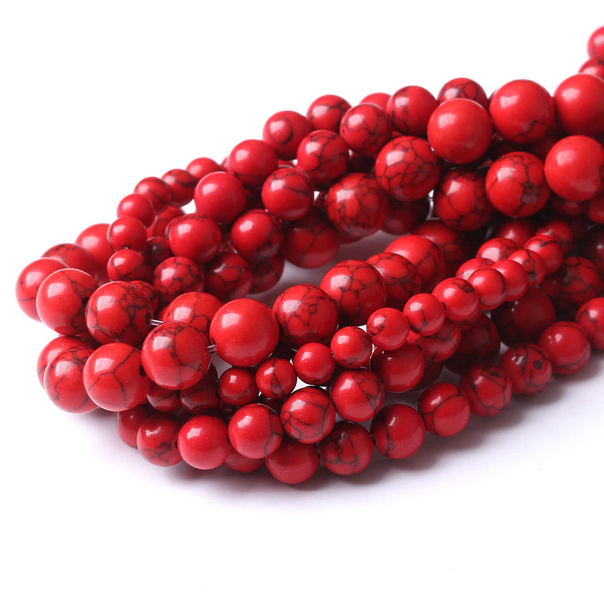 45PCS 8MM Red Turquoise Beads with Mother-of-Pearl Round Loose Beads for Jewelry Making 15